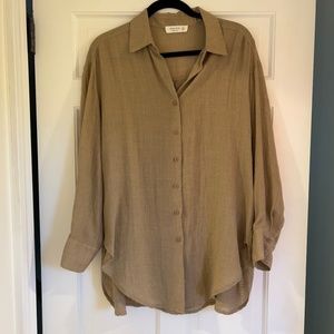 Tan Button Down Shirt Cover Up